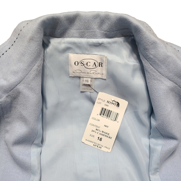 Oscar de la Renta Wool Cashmere Jacket Sky Blue - Picture 4 of 6